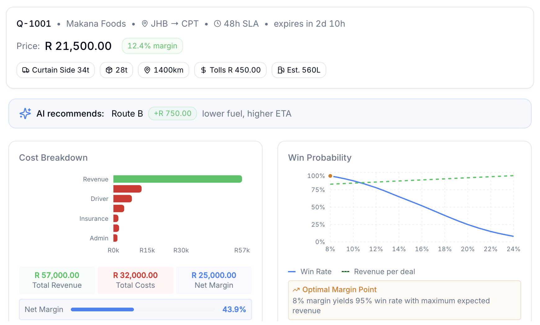 Quote and booking AI interface